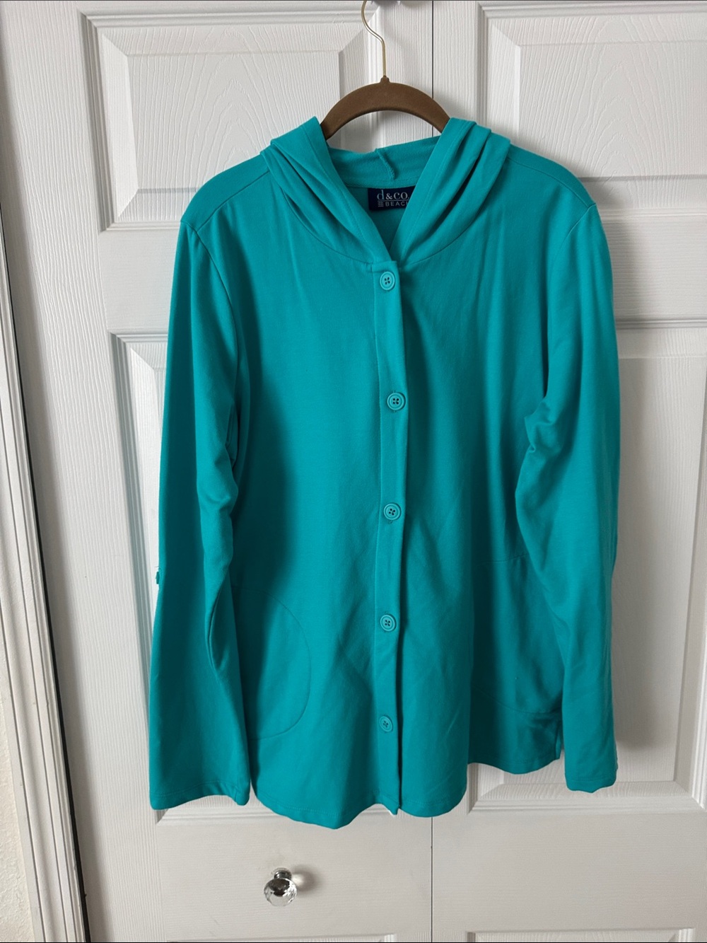 d&co Ladies Teal Hooded Swim Coverup medium
